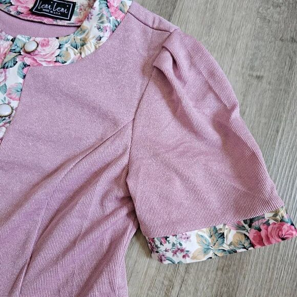 Leni Leni Vintage Made in USA Size 12 Women's Blouse Pink Floral - Picture 5 of 9